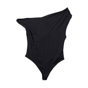 Camila Coelho Bodysuit Womens M Medium Black Draped Neck Of Shoulder One Piece